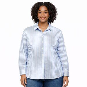American Sweetheart Blue & White Striped Button-Down Blouse | Size XL